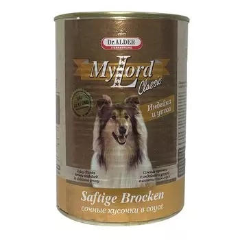 Dr. Alder's My Lord Classic влажный корм для собак, с индейкой и уткой, в консервах - 970 г супер премиум для взрослых с индейкой для всех пород консервы (в железной банке) Россия 1 уп. х 6 шт. х 5.82 кг