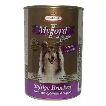 Dr. Alder's My Lord Classic влажный корм для собак, с кроликом и сердцем, в консервах - 970 г супер премиум для взрослых с кроликом для всех пород консервы (в железной банке) Россия 1 уп. х 6 шт. х 5.82 кг