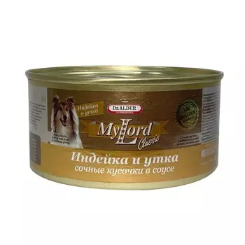 Dr. Alder's My Lord Classic влажный корм для собак, с индейкой и уткой, в консервах - 325 г супер премиум для взрослых с индейкой для всех пород консервы (в железной банке) Россия 1 уп. х 12 шт. х 3.9 кг