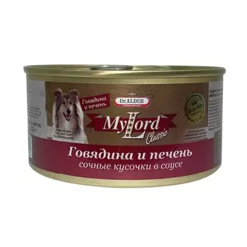 Dr. Alder's My Lord Classic влажный корм для собак, с говядиной и печенью, в консервах - 325 г супер премиум для взрослых с печенью для всех пород консервы (в железной банке) Россия 1 уп. х 12 шт. х 3.9 кг
