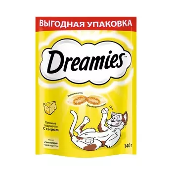 Dreamies лакомые подушечки для взрослых кошек с сыром - 140 г для взрослых с сыром Россия 1 уп. х 1 шт. х 0.14 кг