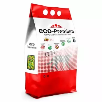 ECO Premium Тутти-фрутти наполнитель для кошек любого возраста древесный комкующийся - 5 л мешок Россия 1 уп. х 1 шт. х 1.9 кг