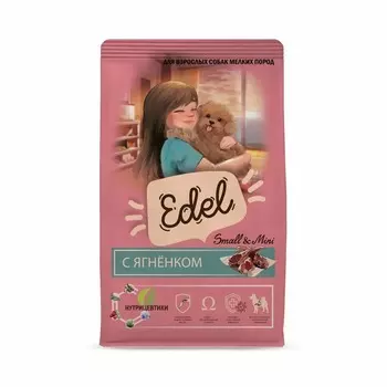 Edel Adult Mini Lamb сухой корм для взрослых собак мелких пород, с ягненком - 2 кг повседневный премиум для взрослых с ягненком породы мелкого размера мешок Российский корм 1 уп. х 1 шт. х 2 кг