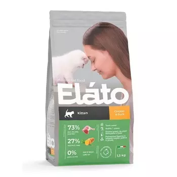 Elato Holistic сухой корм для котят с курицей и уткой - 1,5 кг супер премиум холистики для котят с курицей мешок Импортный корм 1 уп. х 1 шт. х 1.5 кг