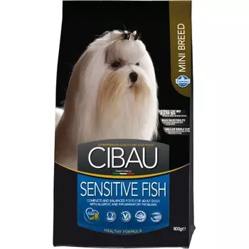 Farmina Cibau Sensitive Fish Mini - 800 г повседневный супер премиум без курицы для взрослых с рыбой породы мелкого размера мешок Импортный корм 1 уп. х 1 шт. х 0.8 кг