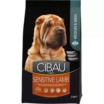 Farmina Cibau Sensitive Lamb Medium/Maxi - 2,5 кг повседневный супер премиум для взрослых с ягненком породы крупного размера мешок Импортный корм 1 уп. х 1 шт. х 2.5 кг