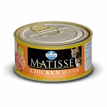 Farmina Matisse Chicken Mousse - 85 гр х 12 шт повседневный супер премиум для взрослых с курицей консервы (в железной банке) Импортный корм 1 уп. х 12 шт. х 1.02 кг