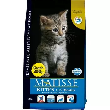 Farmina Matisse Kitten 1-12 Months сухой корм с курицей для котят до 12 месяцев, беременных и кормящих кошек всех пород - 1,5 кг повседневный супер премиум для взрослых с курицей мешок Импортный корм 1 уп. х 1 шт. х 1.5 кг