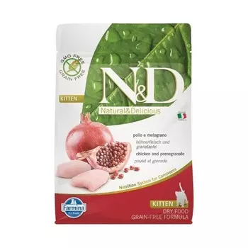 Farmina N&D Prime Cat Chicken & Pomegranate Kitten сухой беззерновой корм для котят, беременных и кормящих кошек с курицей и гранатом - 10 кг повседневный супер премиум беззерновые для взрослых с курицей мешок Импортный корм 1 уп. х 1 шт. х 10 кг