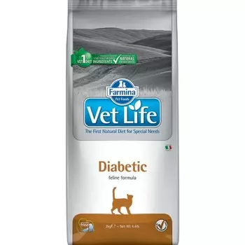 Farmina Vet Life Cat Diabetic ветеринарный диетический сухой корм для взрослых кошек с заболеванием сахарного диабета диетические супер премиум для взрослых со свининой мешок Сербия 1 уп. х 1 шт. х 10 кг