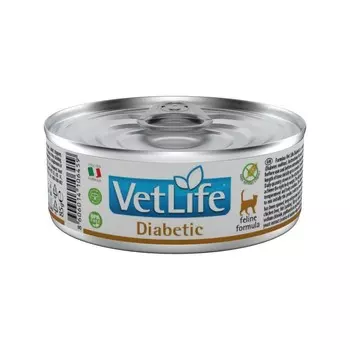 Farmina Vet Life Cat Diabetic влажный корм для взрослых кошек при диабете, в консервах - 85 г ветеринарный супер премиум для взрослых с курицей для всех пород консервы (в железной банке) Импортный корм 1 уп. х 12 шт. х 1.02 кг