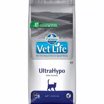 Farmina Vet Life Cat Ultrahypo ветеринарный диетический сухой корм для взрослых кошек с неблагоприятными реакциями на пищу - 2 кг диетические супер премиум без курицы для взрослых с рыбой мешок Импортный корм 1 уп. х 1 шт. х 2 кг