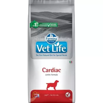 Farmina Vet Life Dog Cardiac ветеринарный диетический сухой корм для взрослых собак с хронической сердечной недостаточностью - 2 кг диетические супер премиум для взрослых с курицей для всех пород мешок Импортный корм 1 уп. х 1 шт. х 2 кг