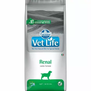 Farmina Vet Life Dog Renal ветеринарный диетический сухой корм для взрослых собак с хронической почечной и сердечной недостаточностью - 2 кг диетические супер премиум без курицы для взрослых с яйцом для всех пород мешок Импортный корм 1 уп. х 1 шт. х 2 кг