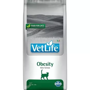 Farmina Vet Life Natural Diet Cat Obesity сухой корм для кошек при ожирении - 5 кг диетические супер премиум низкозерновые для взрослых с курицей мешок Сербия 1 уп. х 1 шт. х 5 кг