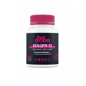 FeelGOOD Кальциум-D3 для щенков, собак и котят, с натуральным витамином D, 140 табл для котят Россия 1 уп. х 1 шт. х 0.085 кг