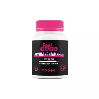 FeelGOOD Мультивитамины для щенков, с пребиотиком и лизином, 140 табл для взрослых Россия 1 уп. х 1 шт. х 0.07 кг