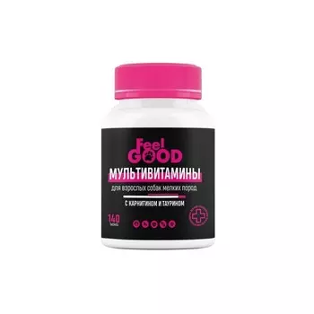 FeelGOOD Мультивитамины для собак мелких пород, с карнитином и таурином, 140 табл для взрослых Россия 1 уп. х 1 шт. х 0.07 кг