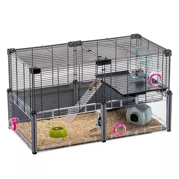 Ferplast Multipla Hamster клетка для хомяков и мышей, с аксессуарами, черная - 72,5x37,5xh42 см Италия 1 уп. х 1 шт. х 4.848 кг
