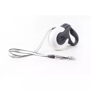 Fida Mars Рулетка 5м трос для собак средних пород до 25 кг белая/черная премиум для всех возрастов породы среднего размера Китай 1 уп. х 1 шт. х 0.3 кг