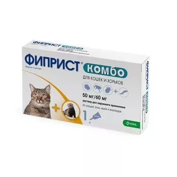 Фиприст Комбо KRKA капли для кошек и хорьков от блох, вшей, клещей и власоедов - 1 пипетка от вшей для взрослых Словения 1 уп. х 1 шт. х 0.02 кг