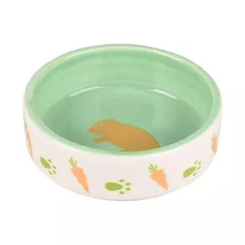 Flamingo Aila миска керамическая для мелких животных, белый, зелёный - 100 мл, 8,5 x 2,8 см для всех возрастов для всех пород Китай 1 уп. х 1 шт. х 0.11 кг