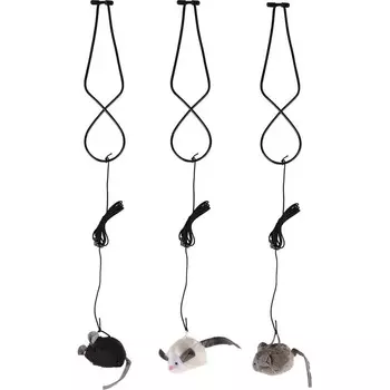 Flamingo игрушка для кошек "Мышка" с креплением на дверь, цвет в ассортименте для всех возрастов Китай 1 уп. х 1 шт. х 0.06 кг