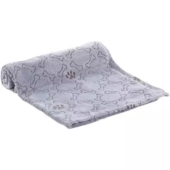 Flamingo Marva подстилка-плед для кошек и собак, серый с рисунком косточки, лапки, флис - 70 х 100 см для всех возрастов для всех пород Китай 1 уп. х 1 шт. х 0.24 кг