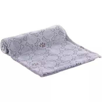 Flamingo Marva подстилка-плед для кошек и собак, серый с рисунком косточки, лапки, флис - 100 х 150 см для всех возрастов для всех пород Китай 1 уп. х 1 шт. х 0.41 кг