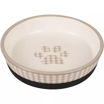 Flamingo миска керамическая для кошек MYLO, съёмное нескользящее кольцо, бежевый, белый, 14 см, 220 мл для всех возрастов Китай 1 уп. х 1 шт. х 0.28 кг