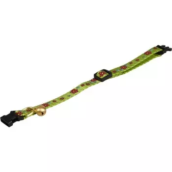 Flamingo ошейник для кошек ZIGGI, нейлон, зелёный, 20-35см, 10мм для всех возрастов Китай 1 уп. х 1 шт. х 0.01 кг