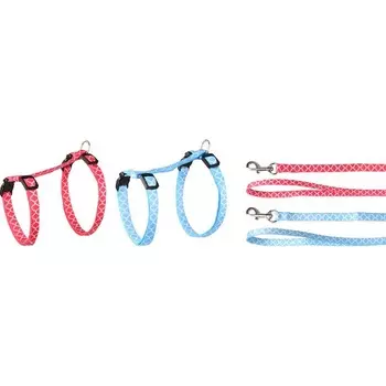 Flamingo шлейка с поводком для котят AMSI, нейлон, цвет в ассортим, 20-35 см, 10 мм для всех возрастов Китай 1 уп. х 1 шт. х 0.05 кг