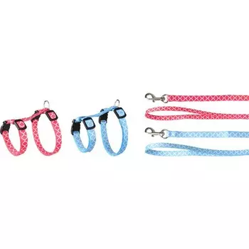 Flamingo шлейка с поводком для котят AMSI, нейлон, цвет в ассортим, 15-25 см, 10 мм для всех возрастов Китай 1 уп. х 1 шт. х 0.05 кг