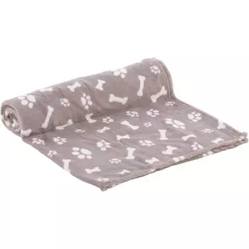 Flamingo Zuma подстилка-плед для кошек и собак, бежевый с рисунком косточки, лапки, флис - 70 х 100 см для всех возрастов для всех пород Китай 1 уп. х 1 шт. х 0.21 кг