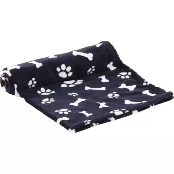Flamingo Zuma подстилка-плед для кошек и собак, тёмно-синий с рисунком косточки, лапки, флис - 100 150 см для всех возрастов для всех пород Китай 1 уп. х 1 шт. х 0.43 кг
