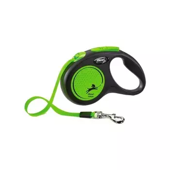 Flexi Neon New S рулетка для собак лента 5 м, светоотражающая, зеленый неон Германия 1 уп. х 1 шт. х 0.2 кг