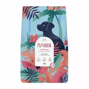 Florida полнорационный сухой корм для щенков мелких пород, с ягненком и грушей - 1 кг повседневный супер премиум для щенков с ягненком породы мелкого размера мешок Россия 1 уп. х 1 шт. х 1 кг