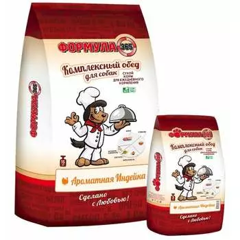 Формула 365 "Комплексный обед" сухой корм для взрослых собак средних и крупных пород с ароматной индейкой - 3 кг повседневный премиум для взрослых с индейкой породы крупного размера мешок Россия 1 уп. х 1 шт. х 3 кг