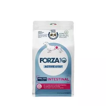 Forza10 Active VetDiet Intestinal Mini/Toy сухой корм для собак мелких пород, при проблемах с пищеварением, с рыбой - 1,5 кг ветеринарный супер премиум без курицы для взрослых с рыбой породы мелкого размера мешок Италия 1 уп. х 1 шт. х 1.5 кг