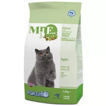 Forza10 Cat Mr Fruit Light Verde сухой корм для взрослых кошек любых пород склонных к полноте с курицей - 1,5 кг повседневный супер премиум для взрослых с курицей для всех пород мешок Импортный корм 1 уп. х 1 шт. х 1.5 кг