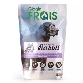 Frais Signature сухой корм для собак средних и крупных пород с чувствительным пищеварением, с кроликом - 500 г повседневный супер премиум для взрослых с кроликом породы крупного размера мешок Россия 1 уп. х 1 шт. х 0.5 кг