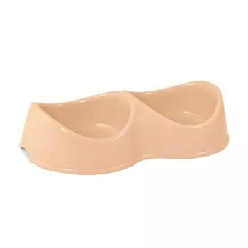 Gamma миска «Бисквит» для собак мелких и средних пород, пластиковая, двойная, бежевая - 2x200 мл для всех возрастов породы мелкого размера Россия 1 уп. х 1 шт. х 0.097 кг