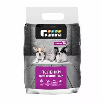Gamma пеленки для животных, впитывающие, 40x60 см - 30 шт для всех возрастов для всех пород Китай 1 уп. х 1 шт. х 0.35 кг