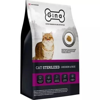 Gina Cat Sterilized Chicken & Rice сухой корм для взрослых стерилизованных кошек с курицей и рисом - 3 кг повседневный супер премиум для взрослых с курицей для всех пород мешок Импортный корм 1 уп. х 1 шт. х 3 кг