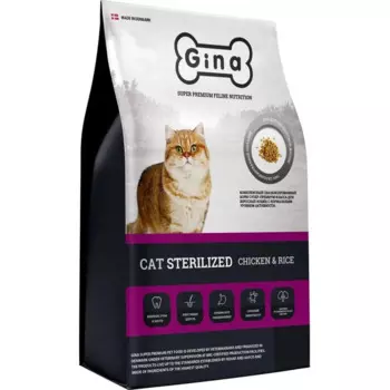 Gina Cat Sterilized Chicken & Rice сухой корм для взрослых стерилизованных кошек с курицей и рисом - 1 кг повседневный супер премиум для взрослых с курицей для всех пород мешок Импортный корм 1 уп. х 1 шт. х 1 кг