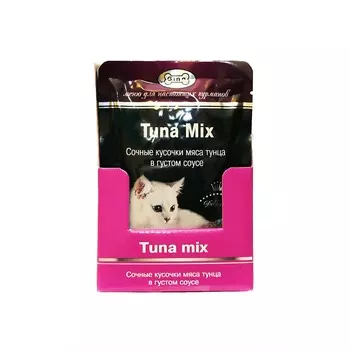 Gina влажный корм для кошек, с миксом из тунца, кусочки в соусе, в паучах - 85 г повседневный супер премиум для всех возрастов с тунцом для всех пород паучи Таиланд 1 уп. х 24 шт. х 2.04 кг