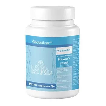 GlobalVet Brewer's yeast Витамины Дрожжи пивные для собак и кошек, с чесноком и биотином, 140 таблеток для взрослых Россия 1 уп. х 1 шт. х 0.07 кг