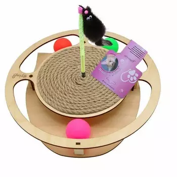 Glory Life игровой комплекс круг с шариками c игрушкой на пружине c когтеточкой из каната - 32х28х3,6 см для всех возрастов Россия 1 уп. х 1 шт. х 0.23 кг