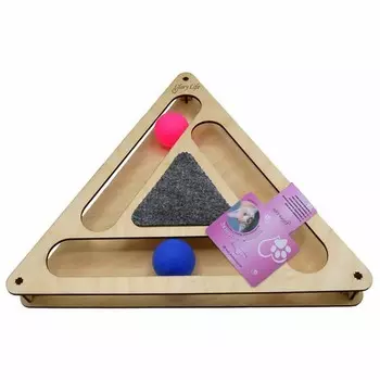 Glory Life игровой комплекс для кошек Треугольник с шариками и когтеточкой из ковра, 32х28х3,6 см для всех возрастов Россия 1 уп. х 1 шт. х 0.23 кг