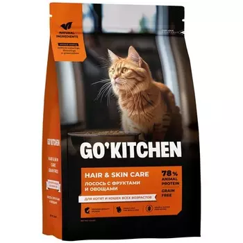 Go Kitchen сухой корм для котят и кошек всех возрастов, беззерновой, с лососем - 1,36 кг холистик беззерновые для всех возрастов с лососем для всех пород мешок Российский корм 1 уп. х 1 шт. х 1.36 кг